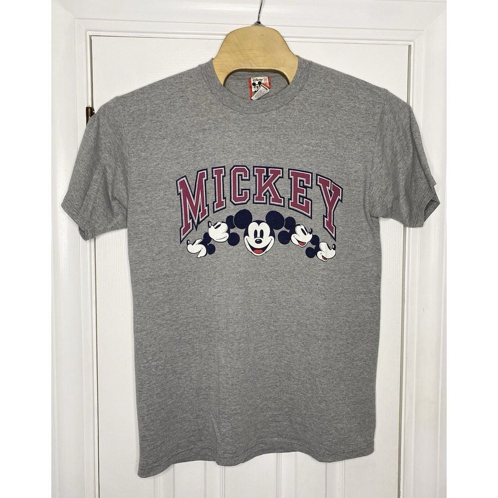Disney Designs Mens Short Sleeve T-Shirt Grey‎ Large USA Mickey Mouse Read